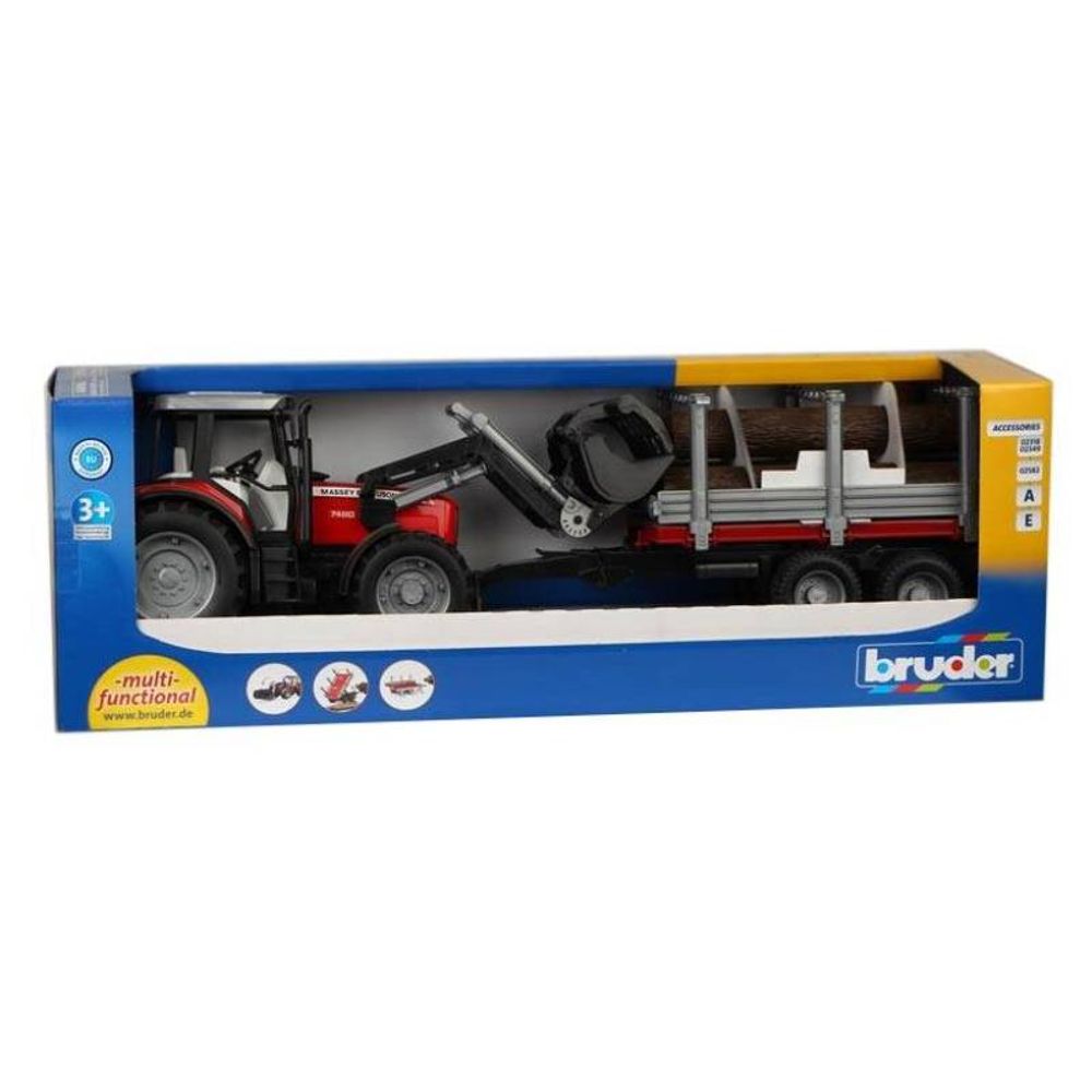 Bruder Massey Ferguson utovarivač sa prikolicom 1:16 slika 1