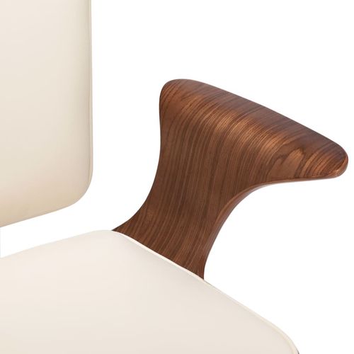 Okretna uredska stolica od umjetne kože i savijenog drva krem slika 21