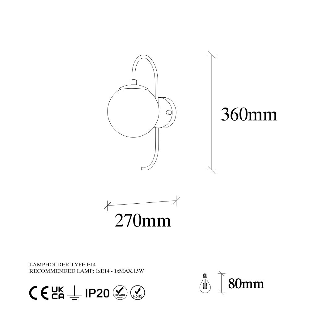 Jewel - 10555 Crna i Krem Zidna Lampa slika 7