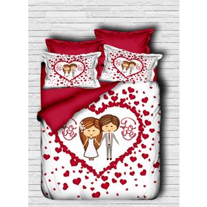 Set Posteljine sa Dvostrukim Pokrivačem 109 Crveno-Bijeli