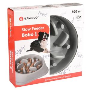 Posuda za hranjenje Slow Feeder Bobo1 - Okrugla, Siva, 500ml, fi 17cm