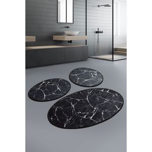 Colourful Cotton Kupaonski tepih MARBLEL crni set 3 komada, Marble - Black