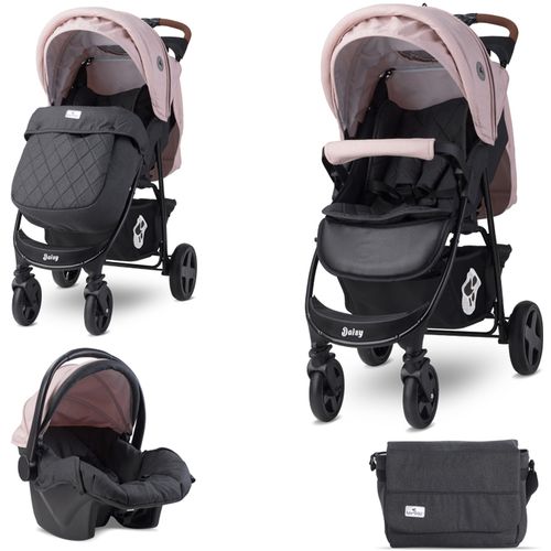 LORELLI DAISY Black/Cameo Rose 2u1 SET: Kolica + Autosjedalica + Zimska Navlaka (0mj+) - (do 15kg/96cm) slika 1