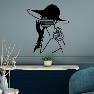 Striped Woman Black Decorative Metal Wall Accessory