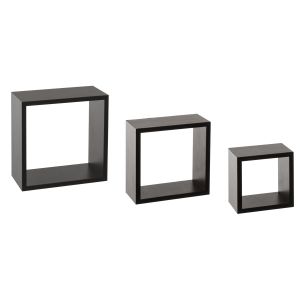 Five fixy set polica zidna 3kom kocka mdf crna s