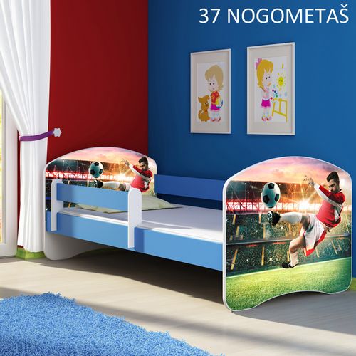 Dječji krevet ACMA s motivom, bočna plava 160x80 cm 37-nogometas slika 1
