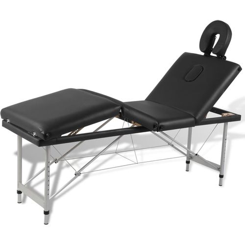 Sklopivi masažni stol s aluminijskim okvirom, 4 zone, crni slika 36