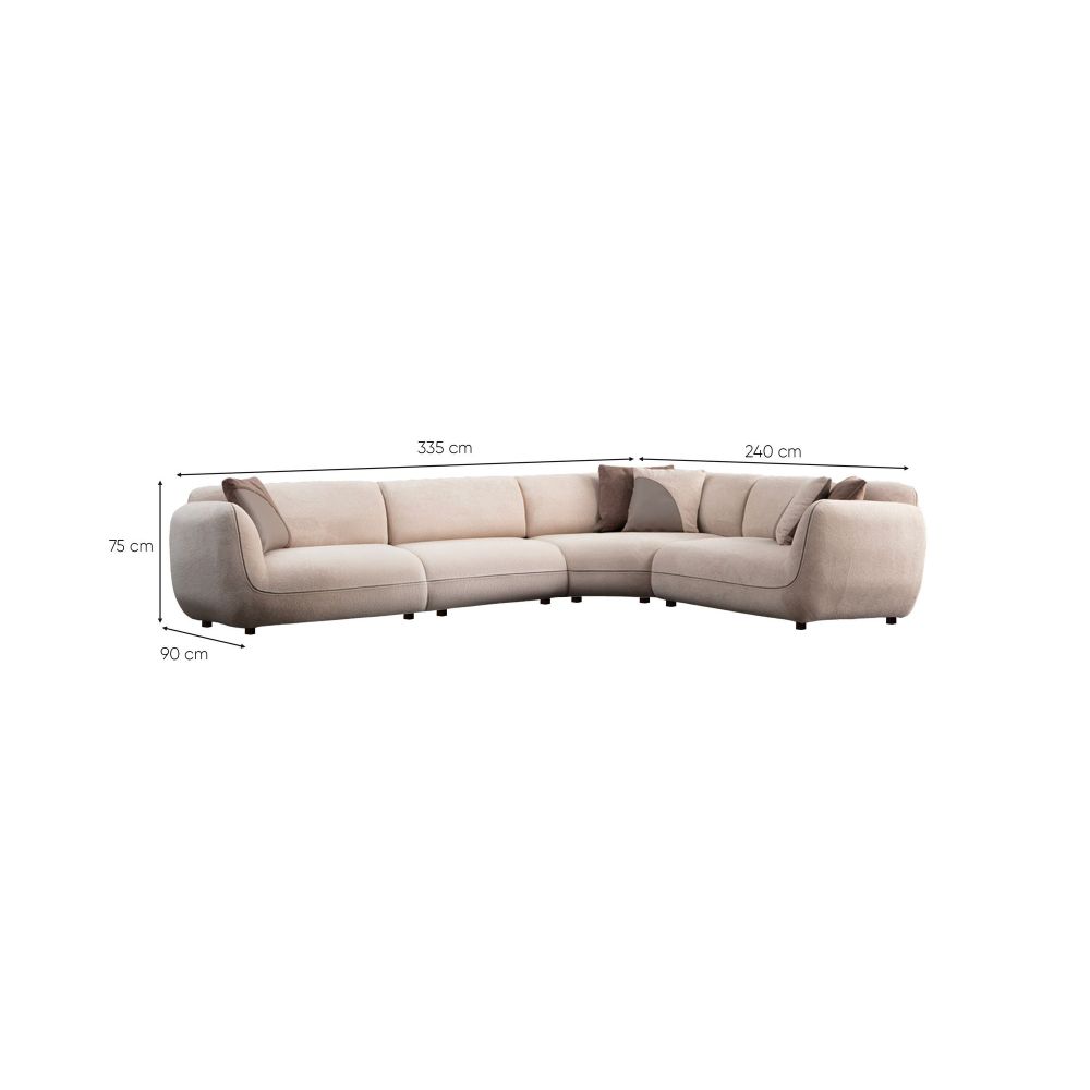 Ugaona sofa Pavia Corner 4 (L1,5+O1+Cx+1,5R) - boja: krem slika 12