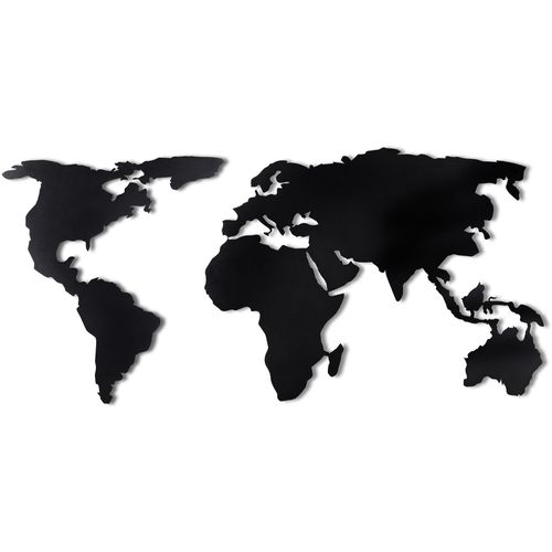 World Map Silhouette Black Decorative Metal Wall Accessory slika 2