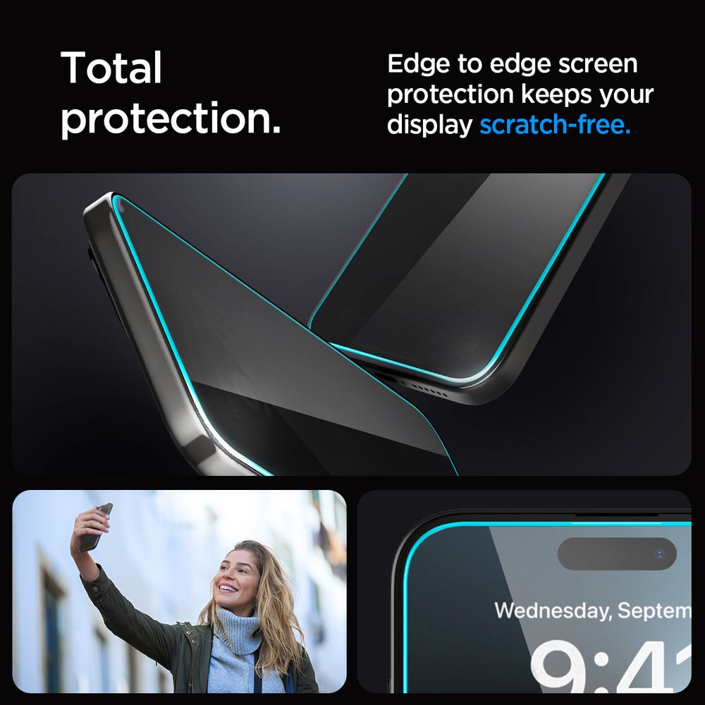Spigen Glass tR EZ Fit (Privacy) 2 Pack, transparency - iPhone 15 Pro Max slika 11
