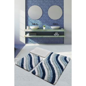 Colorful - Blue Multicolor Acrylic Bathmat Set (3 Pieces)