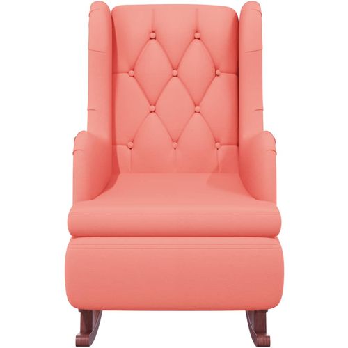 Fotelja s nogama za ljuljanje od kaučukovca ružičasta baršun slika 11