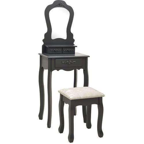 Toaletni stolić sa stolcem sivi 50x59x136 cm od drva paulovnije slika 1