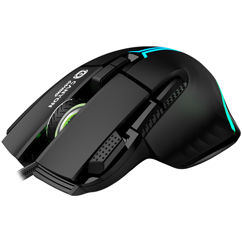 CANYON Fortnax GM-636, 9 dugmadi, žična gaming miš, Sunplus 6662, DPI do 20000, Huano prekidač sa 5 miliona klikova, RGB osvjetljenje, 1.65m pleteni kabl, ABS materijal, dimenzije: 113*83*45mm, težina: 102g, Crna slika 3