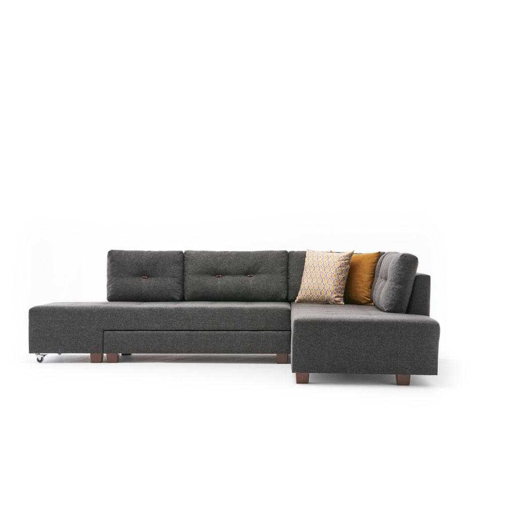 Ugaona Sofa na Razvlačenje Manama - Desni Kut, Antracit Boja slika 7
