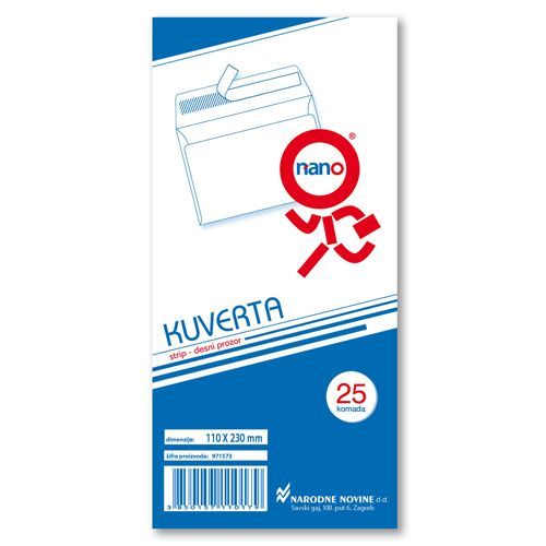 Kuverte 110x230 mm ABT PD strip, bijela, 25/1 slika 2