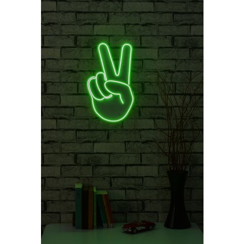 Wallity Ukrasna plastična LED rasvjeta, Victory Sign - Green slika 3