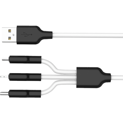 hoco. USB kabl, 3in1, microUSB, type C, Lightning, 1.2 met., 2 A - X21 Silicone 3in1, Black/White slika 3