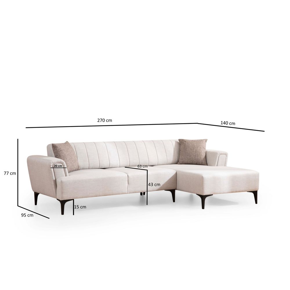 Ugaona Sofa na Razvlačenje 'Hamlet Right' - Ecru Boja slika 7