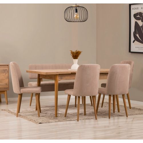 Vina - Atlantic Pine, Stone Atlantic Pine
Stone Extendable Dining Table & Chairs Set (6 Pieces) slika 2