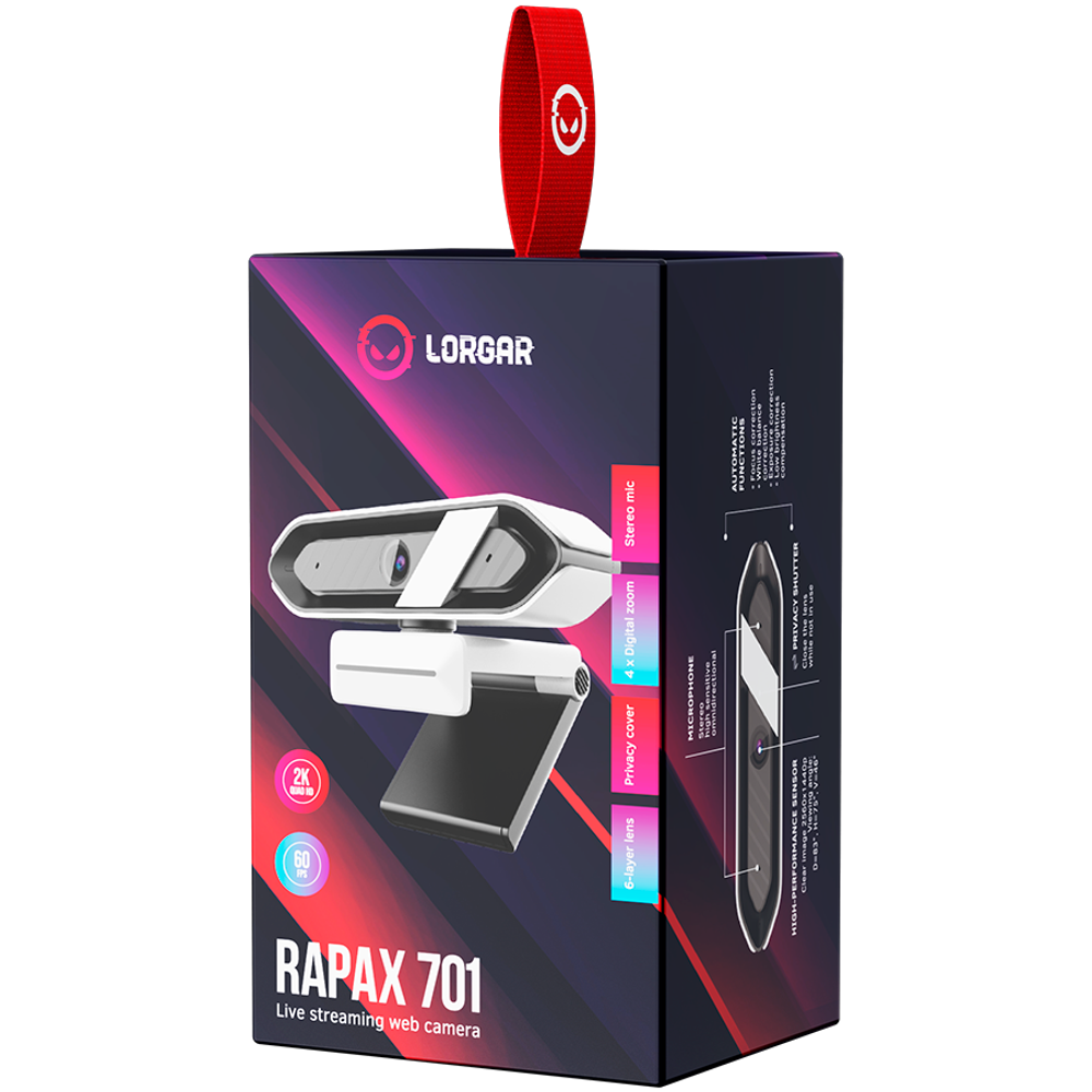 LORGAR Rapax 701 Streaming Kamera, 2K 1080P/60fps, Bijela slika 7