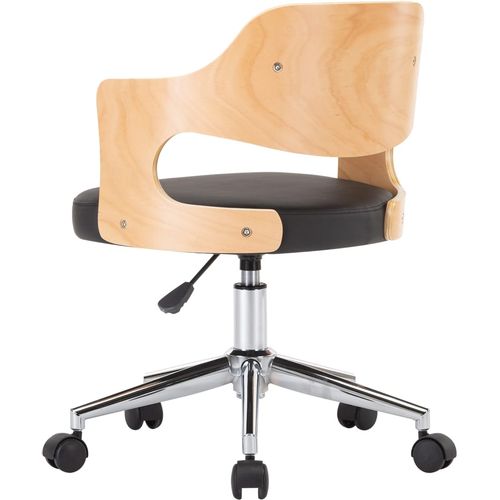 Okretna uredska stolica od savijenog drva i umjetne kože crna slika 14