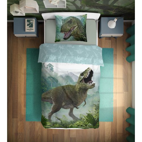 Baloo Posteljina za decu Dino T-Rex  Zeleni 160x200+70x80cm slika 1