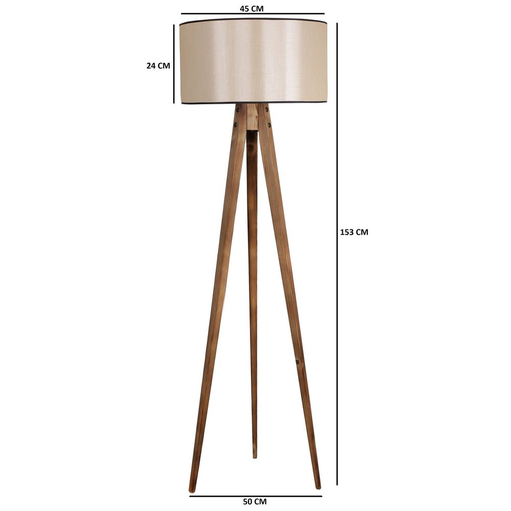 Tripod Yanık Lambader Silindir 15-3 Abajurlu Braun Podna Lampa slika 4