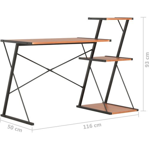 Radni stol s policom crno-smeđi 116 x 50 x 93 cm slika 7