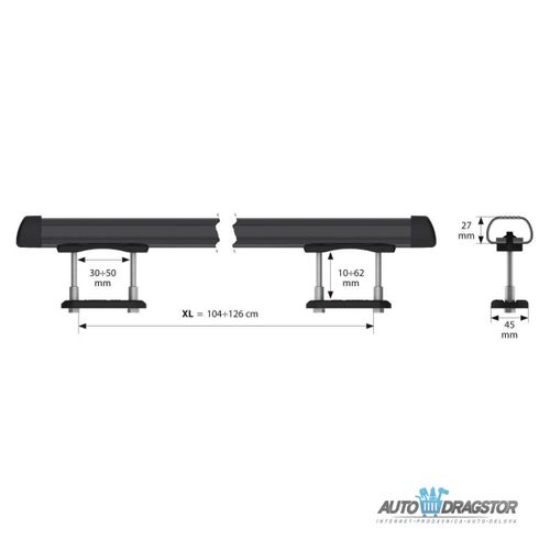 KROVNI NOSAČI "KUMA"ČELIČNE ŠIPKE SET 135CM MAX. RASTOJANJE IZMEDJU ŠINA NA KROVU 126CM,NOSIVOST 100 slika 4