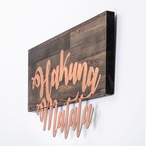 Wallity Drvena zidna dekoracija, Hakuna Matata Metal Decor - Copper slika 5