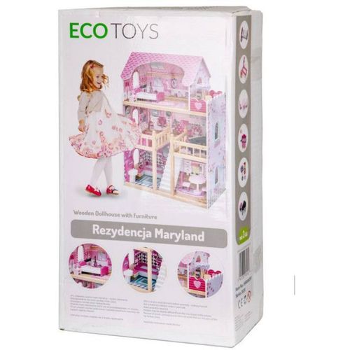Eco Toys Drvena Kućica Za Lutke, Led Nameštaj slika 6
