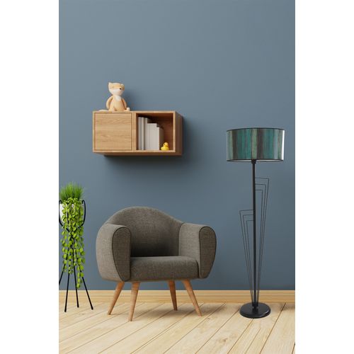 Kelebek Siyah Lambader Silindir Renkli Abajurlu Black Floor Lamp slika 1