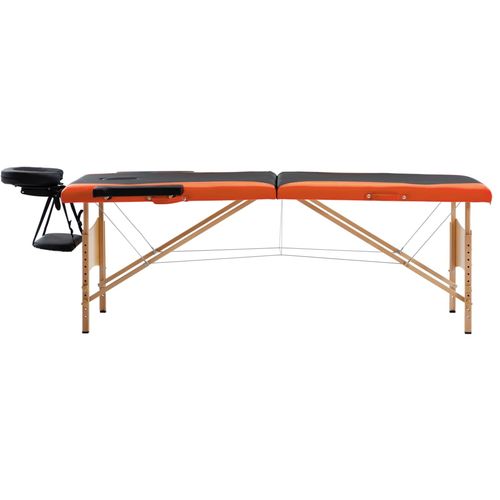 Sklopivi masažni stol s 2 zone drveni crno-narančasti slika 10