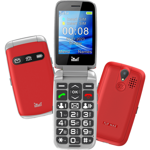 MeanIT Telefon mobilni, 2.8" ekran, Dual SIM, SOS tipka - SENIOR FLIP MAX Red slika 4