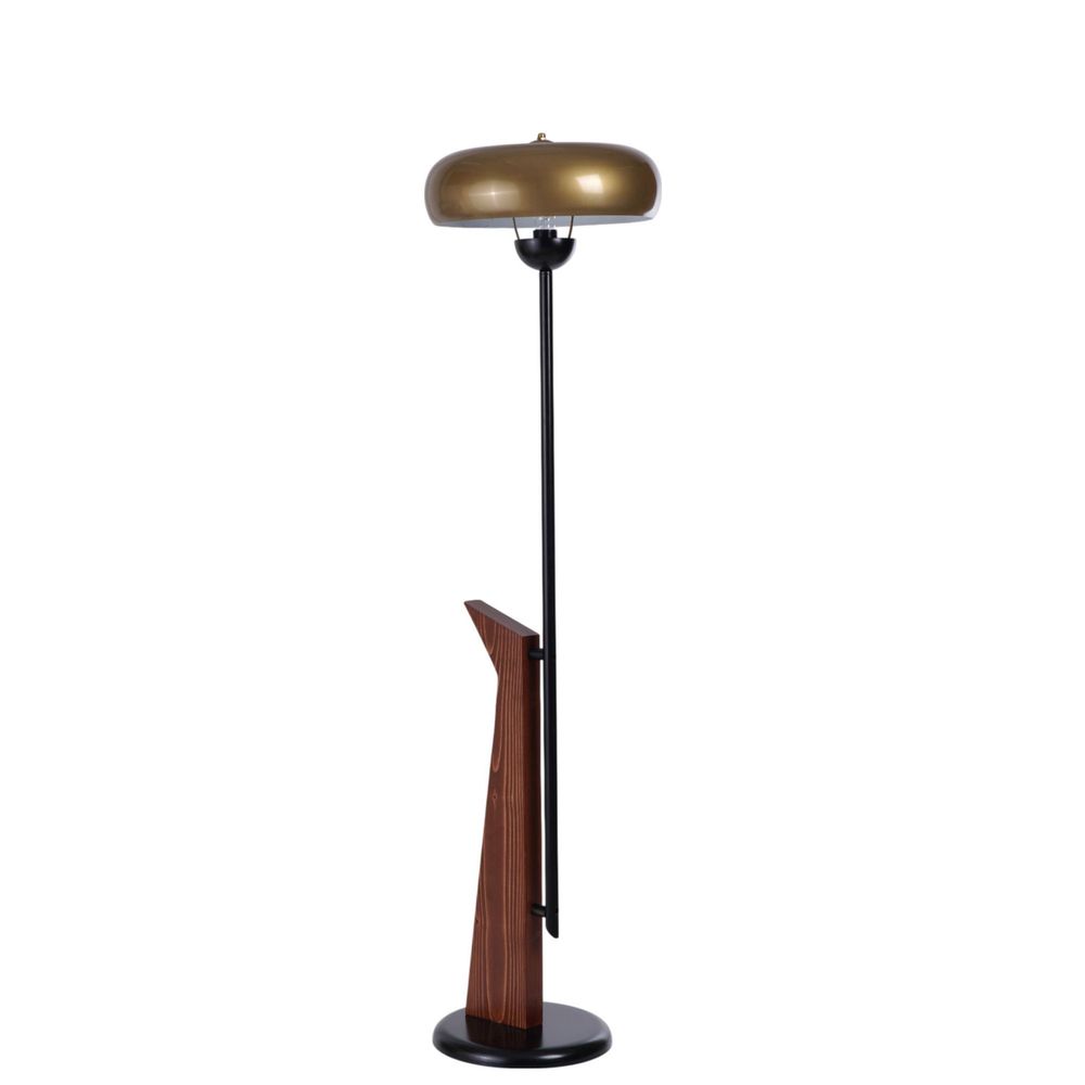 Opviq Podna lampa 692, zlatna, crna, orah slika 2