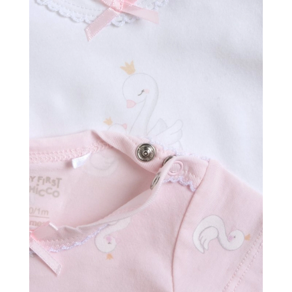 Chicco Bodi sa kratkim rukavima za bebe Swan Dream, 2kom slika 2