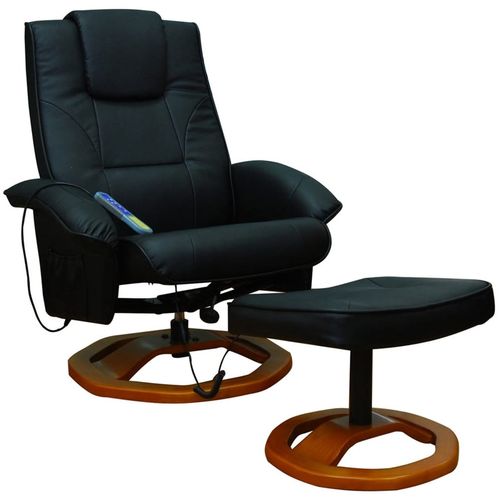 Masažna fotelja s osloncem od umjetne kože crna slika 16
