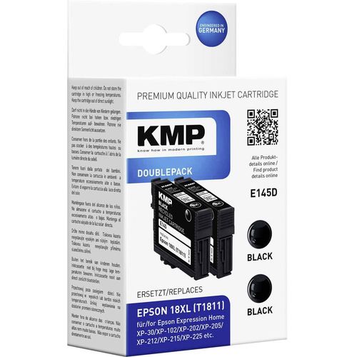 KMP tinta zamijenjen Epson T1811, 18XL kompatibilan 2-dijelno pakiranje crn E145D 1622,4021 slika 1
