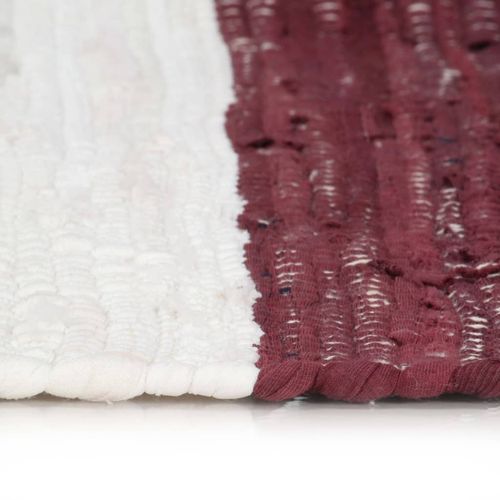 Ručno tkani tepih Chindi od pamuka 160 x 230 cm bordo-bijeli slika 10