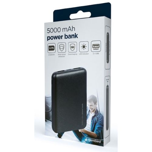 PB05-02 Gembird power bank 5000mAh 2xUSB, LED slika 4