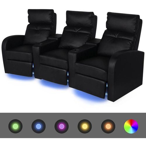 Dvodijelni set LED fotelja 2+3 sjedala od umjetne kože crni slika 5