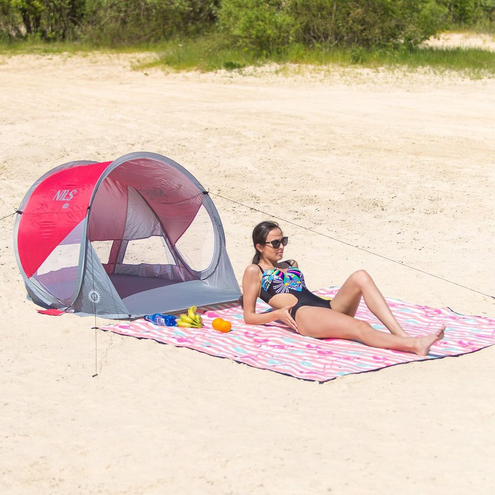 Nc3142 crveno-sivi šator za plažu nils camp slika 2
