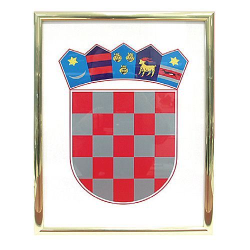 Grb Republike Hrvatske metalni okvir srebrni, 35x50 cm slika 2