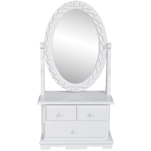 Toaletni Stol s Ovalnim Nagibnim Ogledalom MDF slika 1