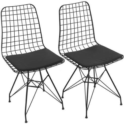 Woody Fashion Set stolica (2 komada), Crno, 2'Li Minderli Metal Tel Sandalye slika 4