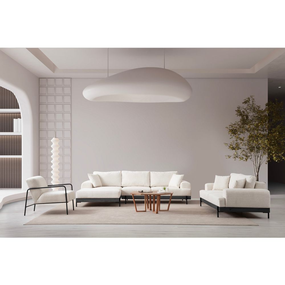 Ugaona Sofa Eti Black Left - Bijela slika 6