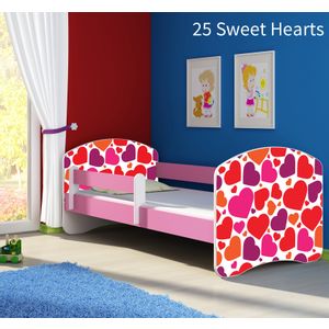 Dječji krevet ACMA s motivom, bočna roza 160x80 cm 25-sweet-hearts