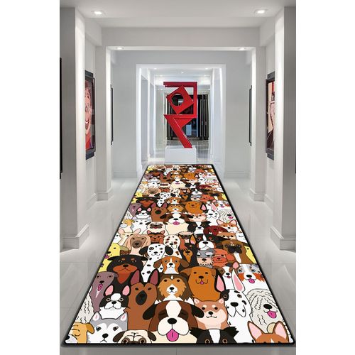 Dogs Multicolor Hall Carpet (80 x 300) slika 2