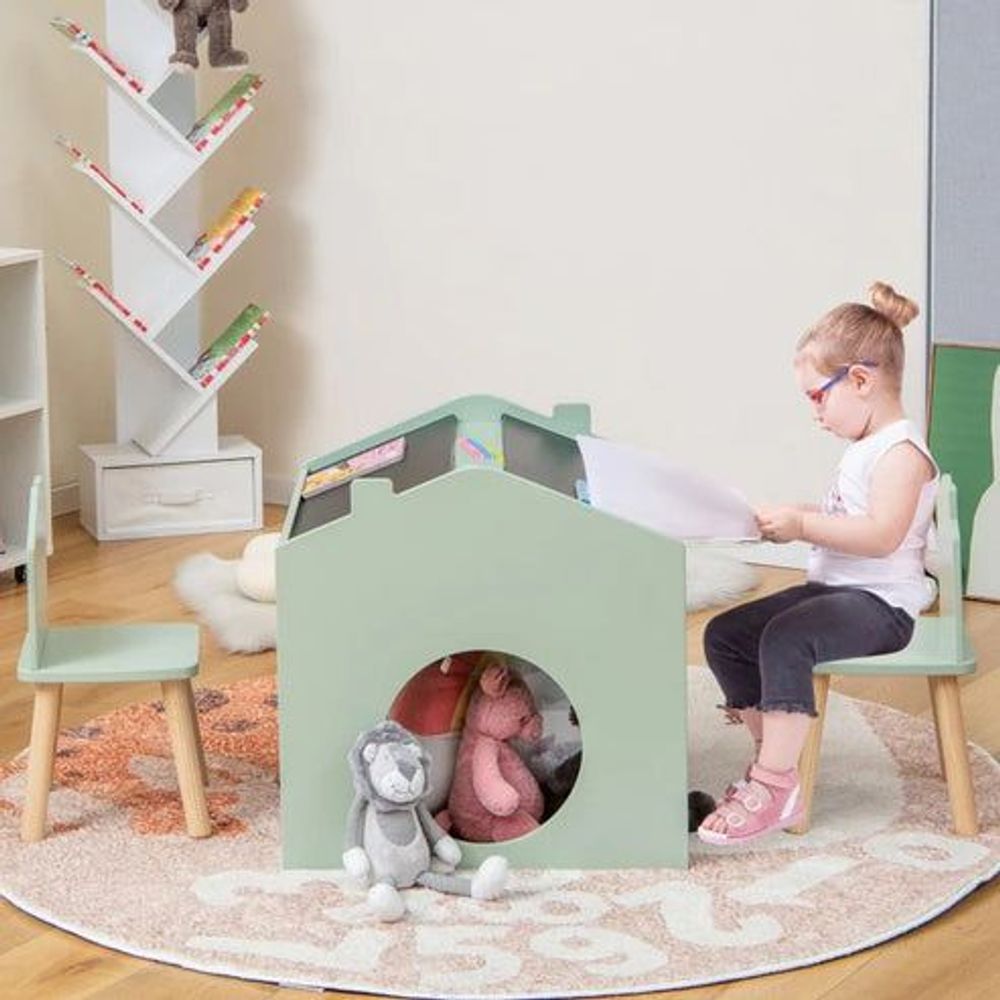 Kinder Home Drveni dječiji sto sa dvije stolice Kućica slika 14